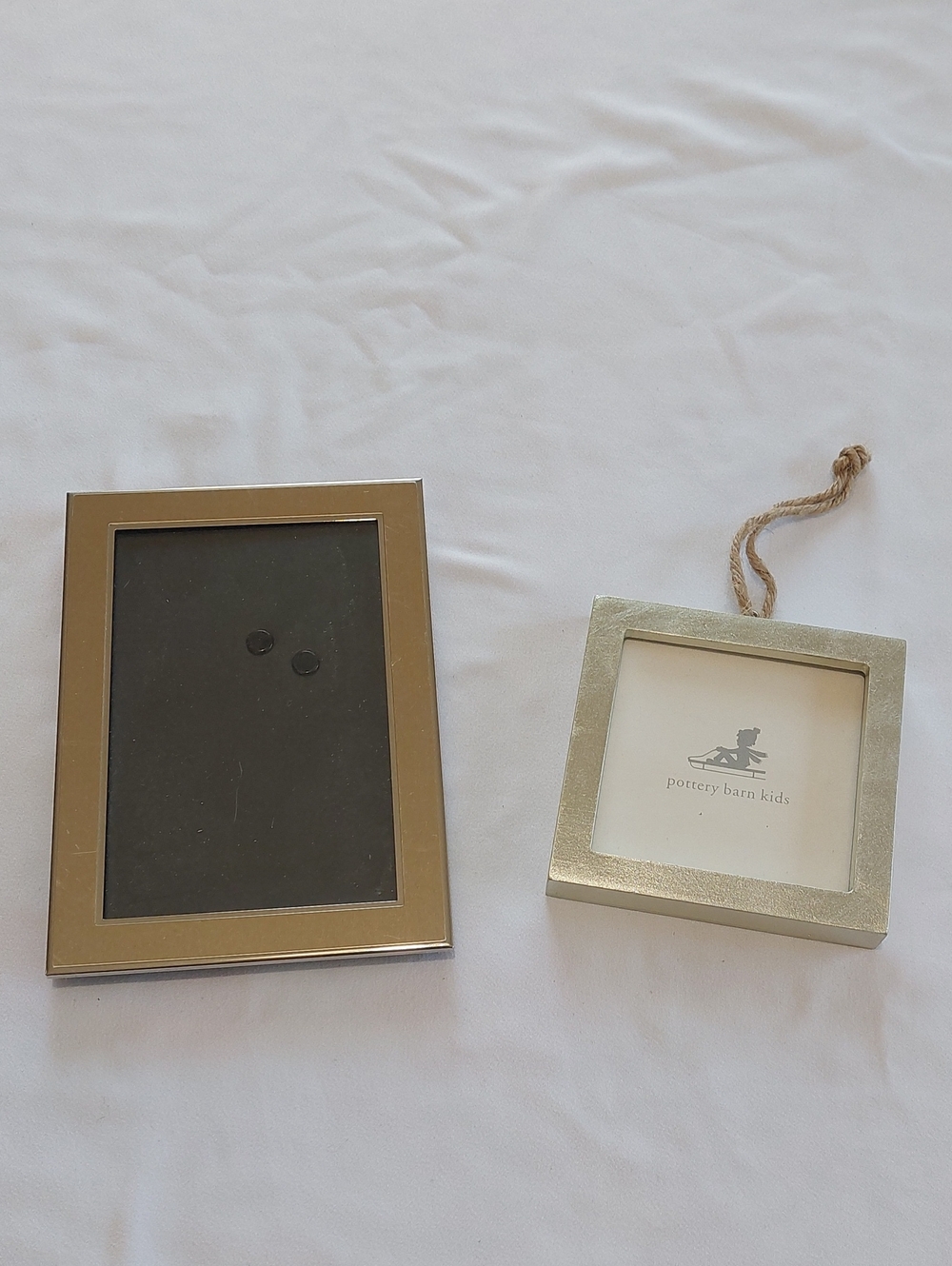 1 Pottery Barn Kids Silver Square Frame with Rope,1 Gold Frame
